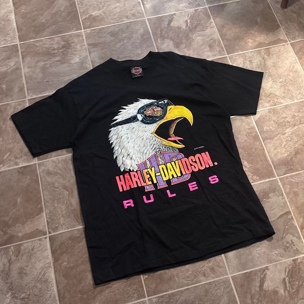 Vintage 90s Harley Davidson HD Rules Eagle Tee, Size Large, excellent condition!